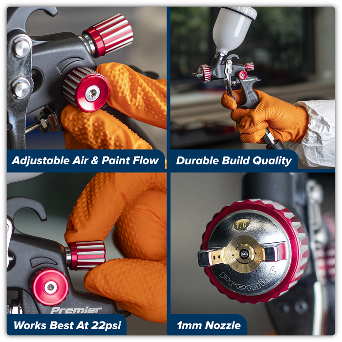 Premier Professional HVLP Gravity Feed Touch-Up Spray Gun 1mm Set-Up | HVLP04