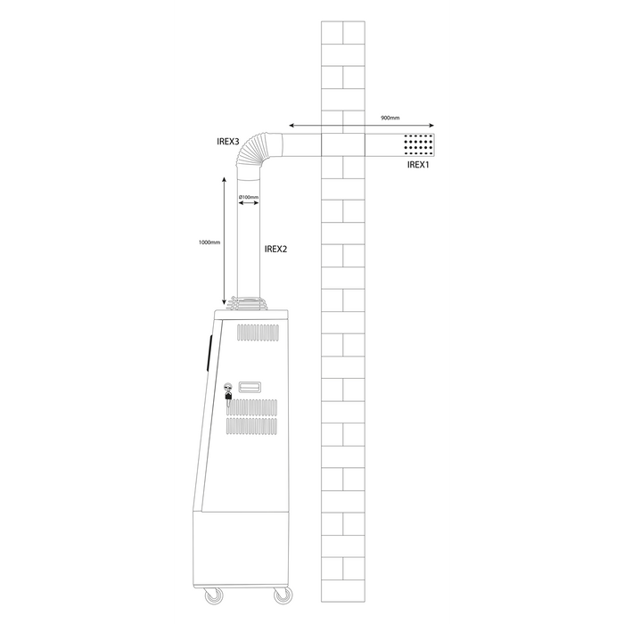 Stainless Steel Exhaust/Flue End Pipe for IR13/IR16 100mm 900mm | IREX1