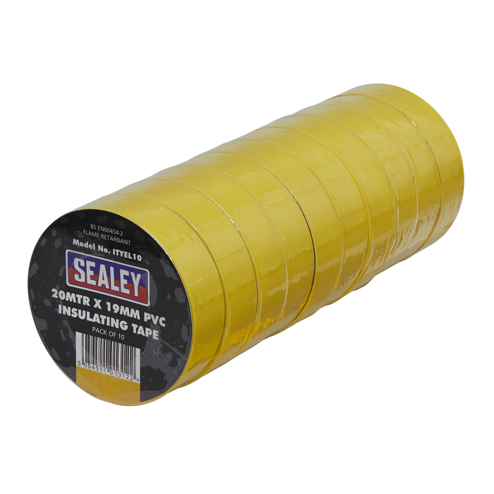 PVC Insulating Tape 19mm x 20m, Yellow - Pack of 10 | ITYEL10