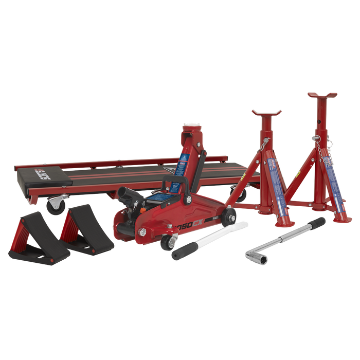 Lifting Kit (Inc Jack, Axle Stands, Creeper, Chocks & Wrench) 2 Tonne 5pc | JKIT01