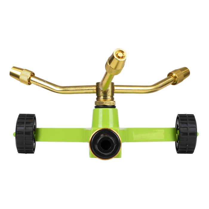 3-Arm Brass Sprinkler with Metal Wheeled Base | JS2032