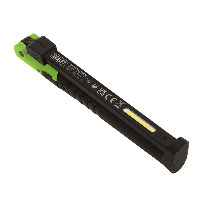 Rechargeable Slim Folding Pocket Light 2 COB & 1 SMD LED - Green | LED01G