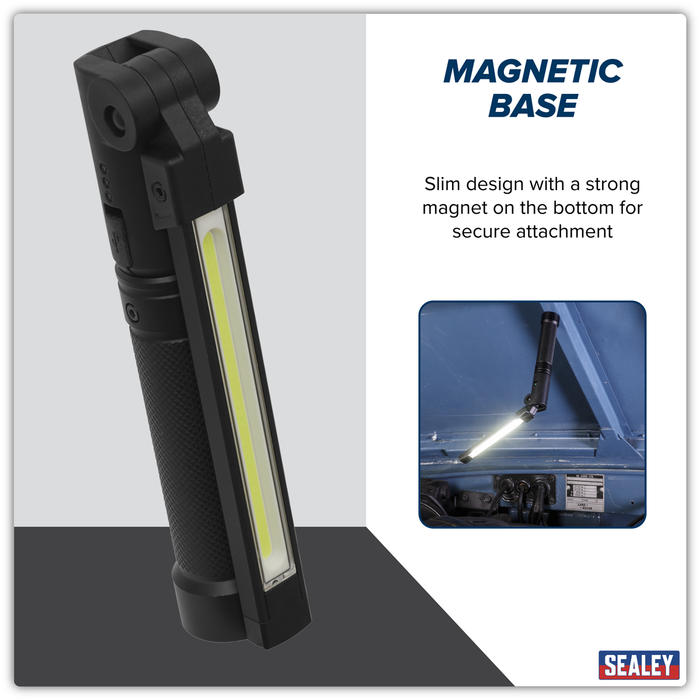 Rechargeable Aluminium Folding Pocket Light 2 COB & 1 SMD LED | LED02G
