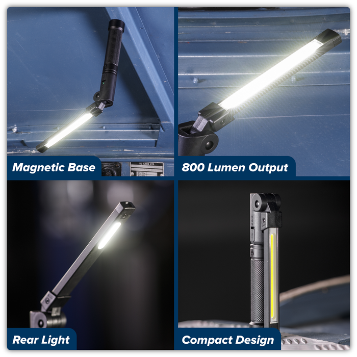 Rechargeable Aluminium Folding Pocket Light 2 COB & 1 SMD LED | LED02G