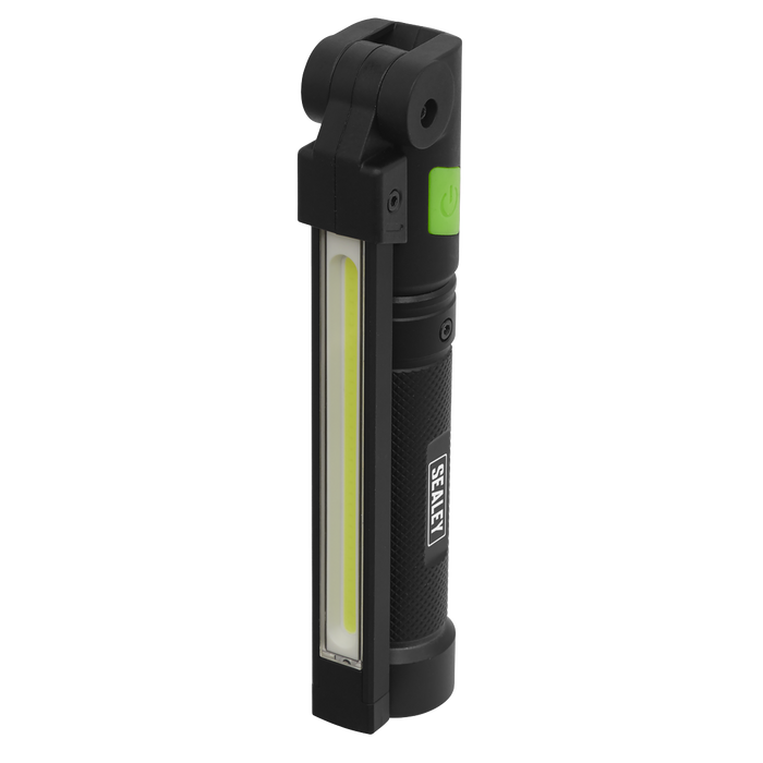 Rechargeable Aluminium Folding Pocket Light 2 COB & 1 SMD LED | LED02G