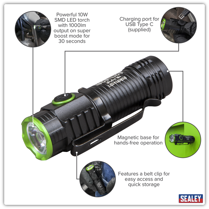 Rechargeable Super Beam Pocket Light 10W SMD LED | LED1000SB