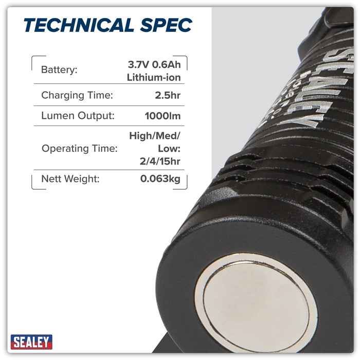 Rechargeable Super Beam Pocket Light 10W SMD LED | LED1000SB