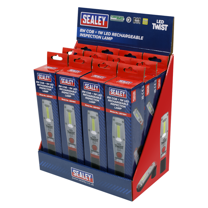 LED Twist® Rechargeable Inspection Light 8W - Display Box of 12 | LED1001DB