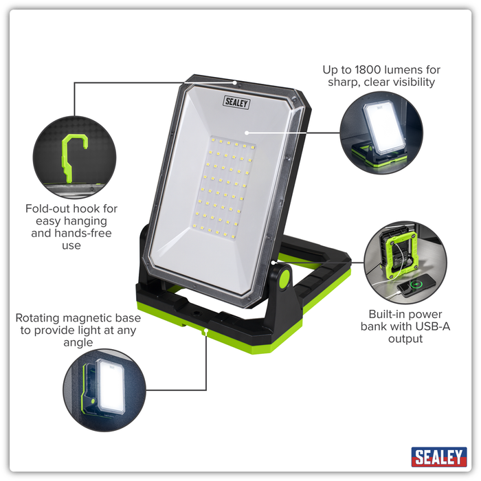 Rechargeable Portable Floodlight & Power Bank 20W SMD LED | LED1800PB