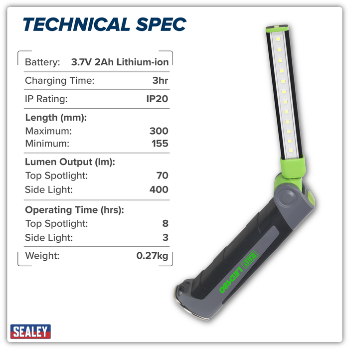 Rechargeable Slim Folding Inspection Light 4W & 1W SMD LED | LED180