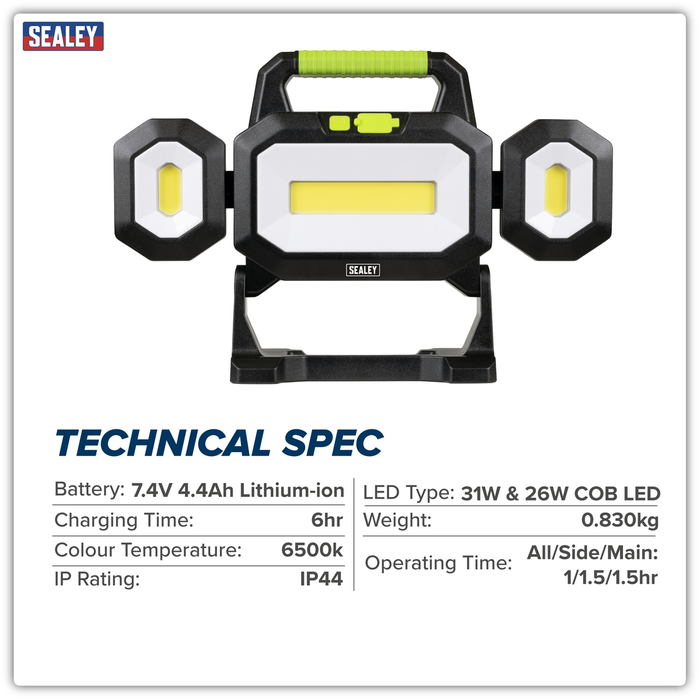 Rechargeable Flexible Floodlight 31W & 26W COB LED | LED18WFL