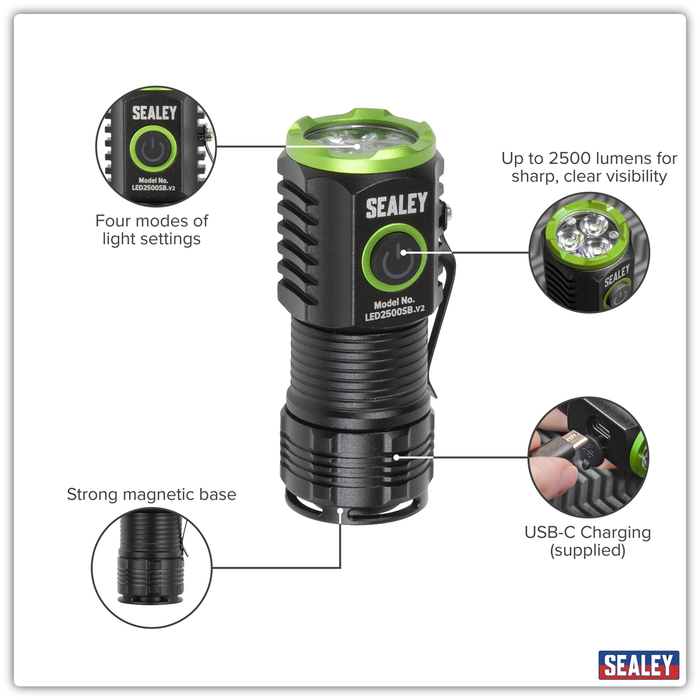 Super Beam 2500lm Rechargeable SMD LED 24W Pocket Light | LED2500SB
