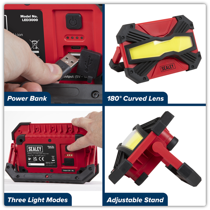 Rechargeable Portable Floodlight & Power Bank 30W COB LED | LED3000