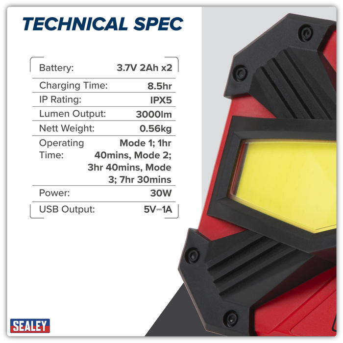 Rechargeable Portable Floodlight & Power Bank 30W COB LED | LED3000