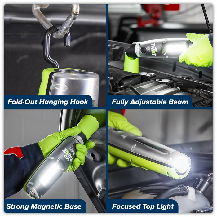 Rechargeable LED Twist® Inspection Light 20W COB + 3W SMD, 3000lm, Magnetic Base & Power Bank | LED3001G
