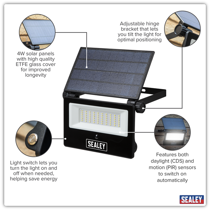 Extra-Slim Solar Floodlight with Wall Bracket 30W SMD LED | LED30S
