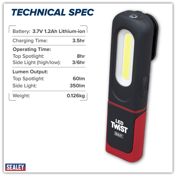 LED Twist® Rechargeable Inspection Light 3W COB & 3W SMD LED | LED317