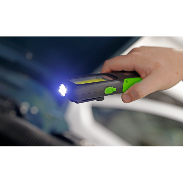 Rechargeable Inspection Light with Power Bank 5W COB & 3W SMD LED - Green | LED318G