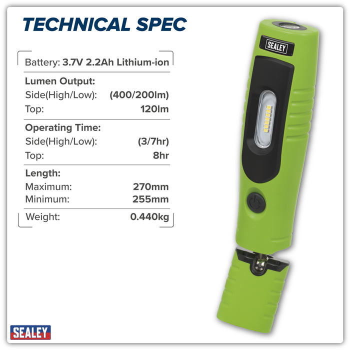 Rechargeable 360° Inspection Light 4W & 3W SMD LED - Green | LED3602G