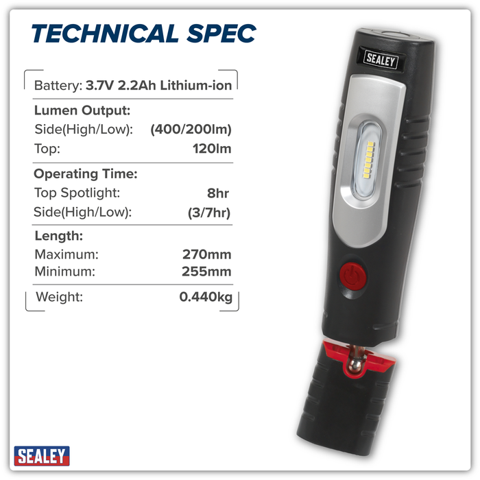 Rechargeable 360° Inspection Light 4W & 3W SMD LED - Black | LED3602