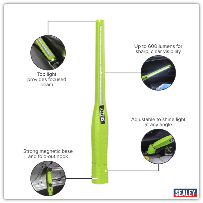 Rechargeable 360° Slim Inspection Light 8W & 1W SMD LED - Green | LED3604G