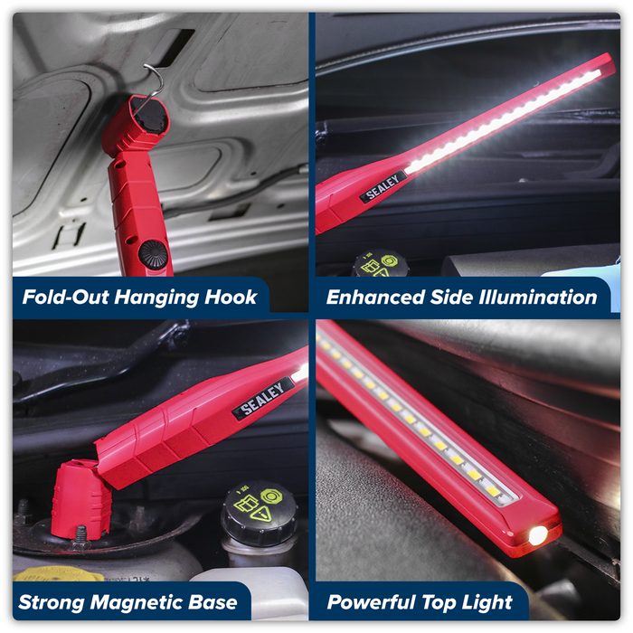 Rechargeable 360° Slim Inspection Light 8W & 1W SMD LED - Red | LED3604R