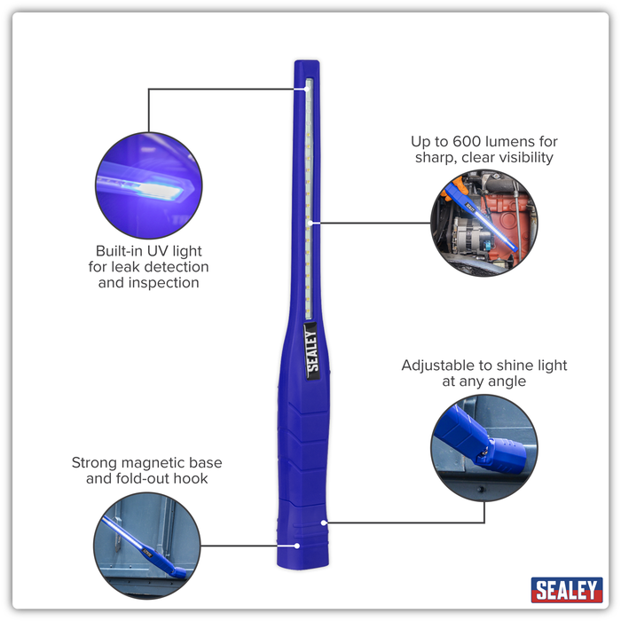 Rechargeable 360° Slim Inspection Light 8W & 1W SMD LED & UV Light | LED3604UV
