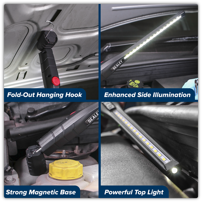 Rechargeable 360° Slim Inspection Light 8W & 1W SMD LED - Black | LED3604