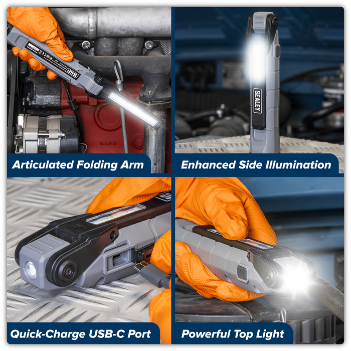 Rechargeable 360° Inspection Light 10W & 2 x 4W SMD LED - Grey | LED3605GR