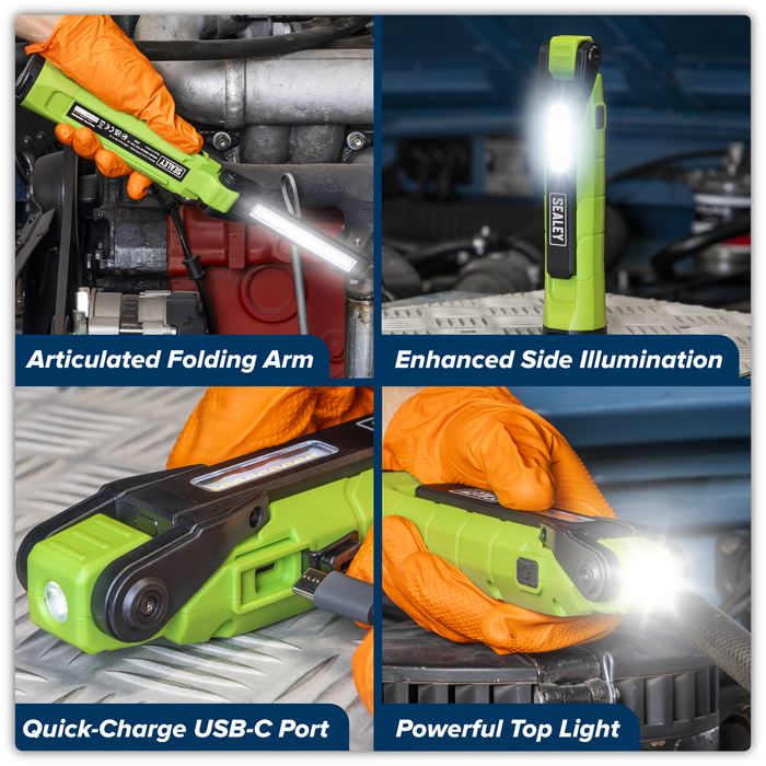 Rechargeable 360° Inspection Light 10W & 2 x 4W SMD LED - Green | LED3605G