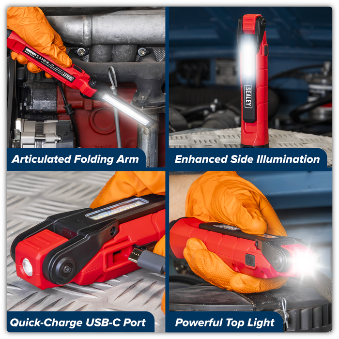 Rechargeable 360° Inspection Light 10W & 2 x 4W SMD LED - Red | LED3605R