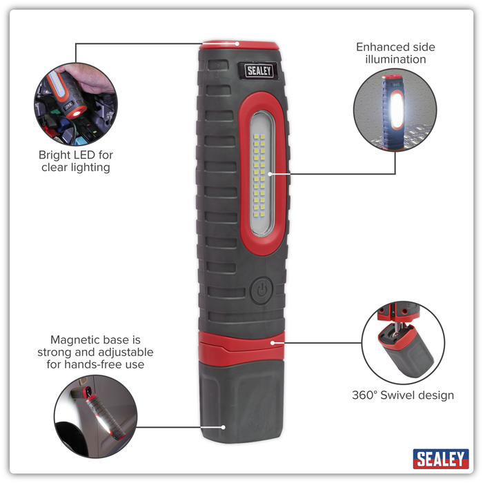 Rechargeable 360° Inspection Light 15W & 3W SMD LED - Red | LED3606R