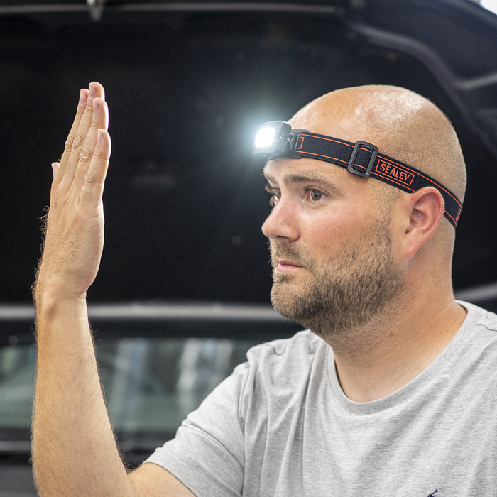 Rechargeable Head Torch with Auto-Sensor 2W COB LED - Black | LED360HT