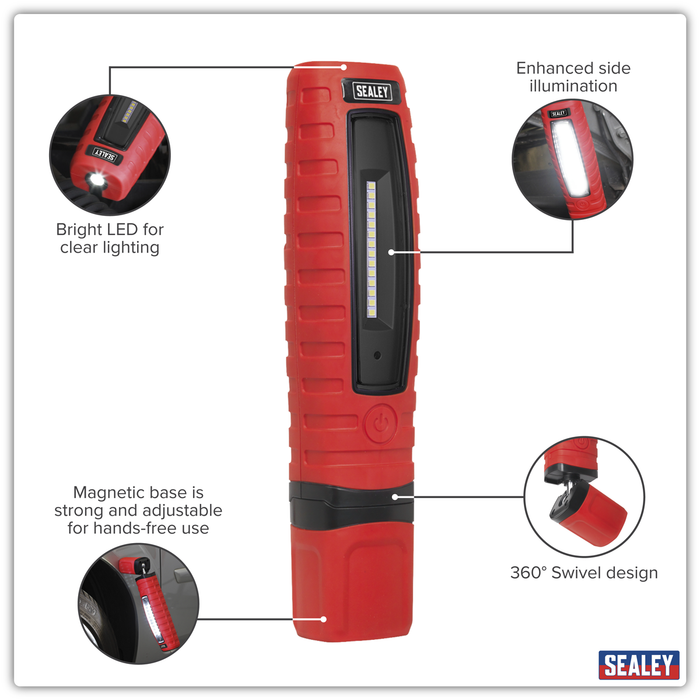 Rechargeable 360° Inspection Light 8W & 3W SMD LED - Red | LED360R