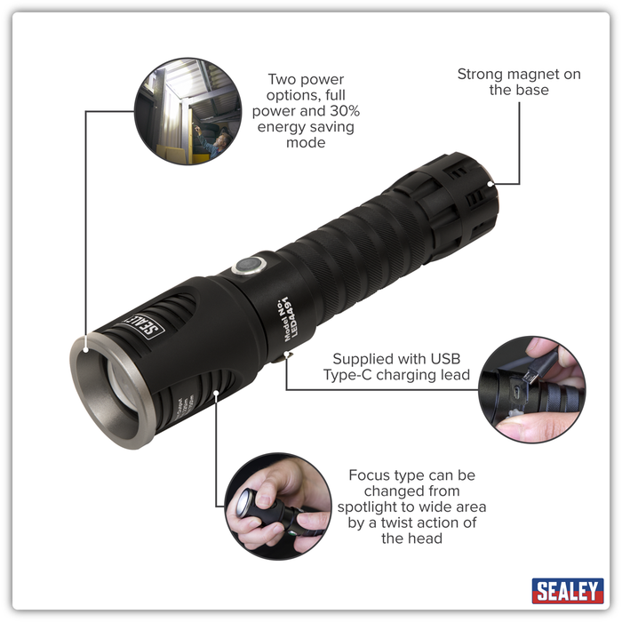 Rechargeable Aluminium Torch with Adjustable Focus 5W SMD LED | LED4491