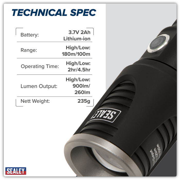 Rechargeable Aluminium Torch with Adjustable Focus 5W SMD LED | LED4491