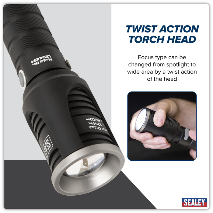 Rechargeable Aluminium Torch with Adjustable Focus 60W COB LED | LED4494