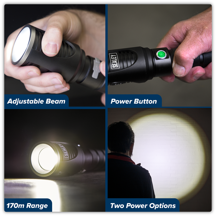 Rechargeable Aluminium Torch with Adjustable Focus 60W COB LED | LED4494