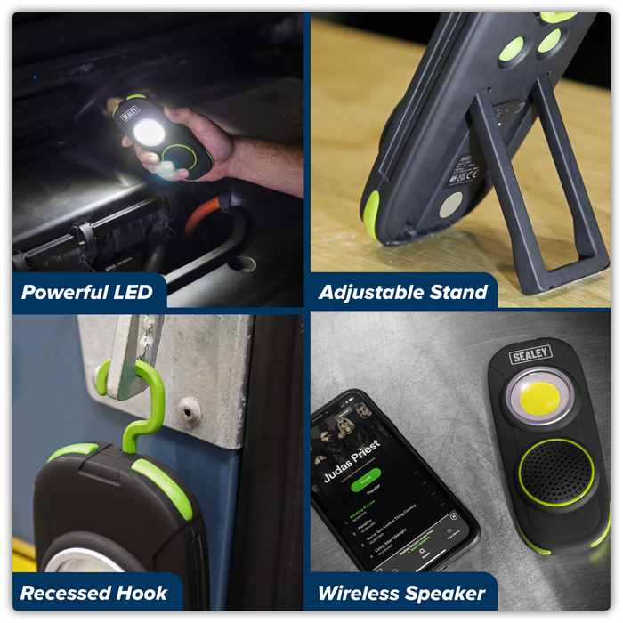 Rechargeable Torch with Wireless Speaker 10W COB LED - Display Box of 10 | LED50WSDB