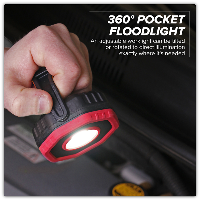 Rechargeable 360° Pocket Floodlight with Magnet 7W COB LED - Red | LED700PR
