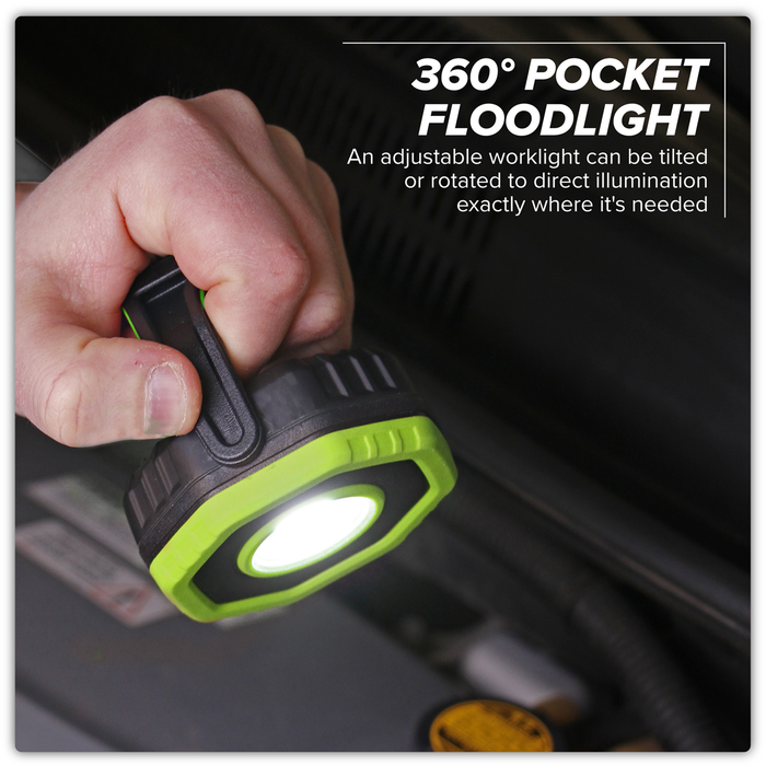 Rechargeable 360° Pocket Floodlight with Magnet 7W COB LED - Green | LED700P