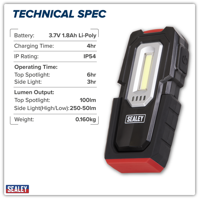 Wireless Rechargeable Inspection Light 3W COB & 1W SMD LED | LEDWC03