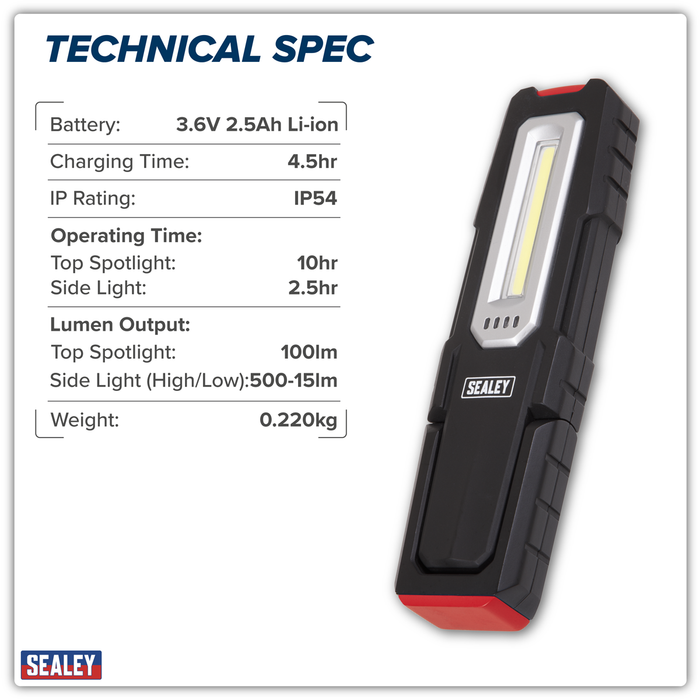 Wireless Rechargeable Inspection Light 5W COB & 1W SMD LED | LEDWC04