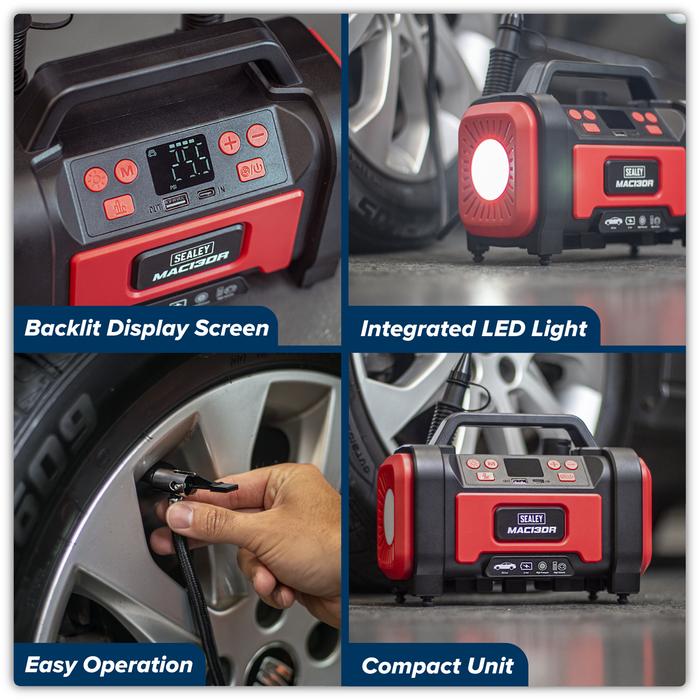 Rechargeable Tyre Inflator & High Volume Air Pump 12V | MAC13DR