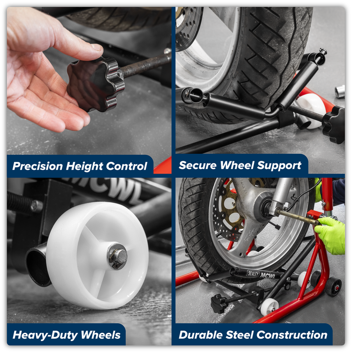 Motorcycle Wheel adjustable Support with Rollers | MCWL