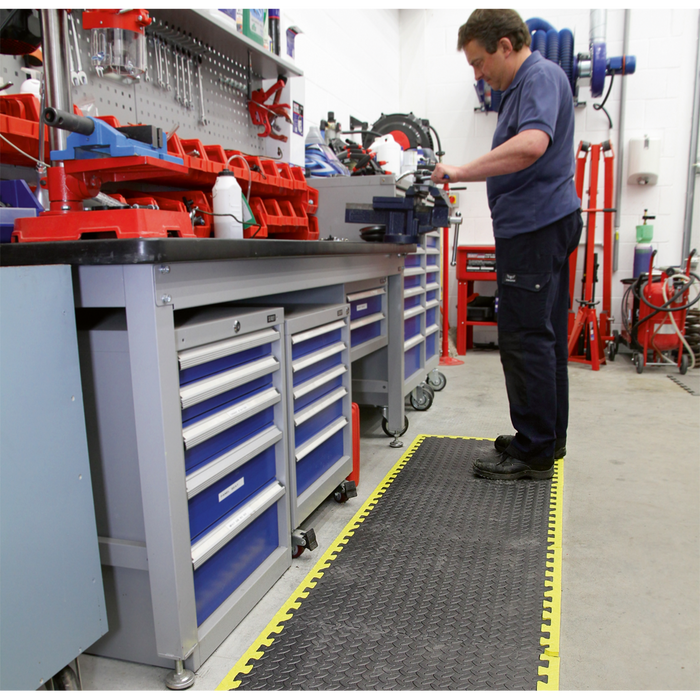 Interlocking EVA Foam Workshop Mat Set with Hi-Vis Edges 1240 x 1825mm | MIC1218Y3