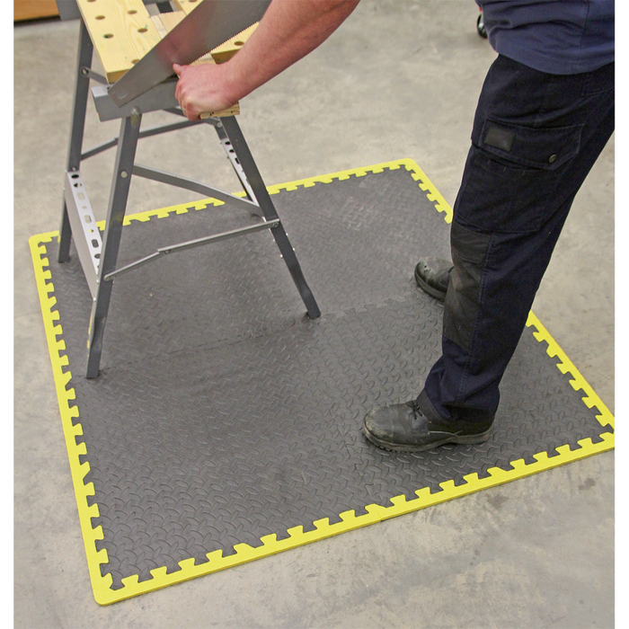 Interlocking EVA Foam Workshop Mat Set with Hi-Vis Edges 1240 x 1825mm | MIC1218Y3