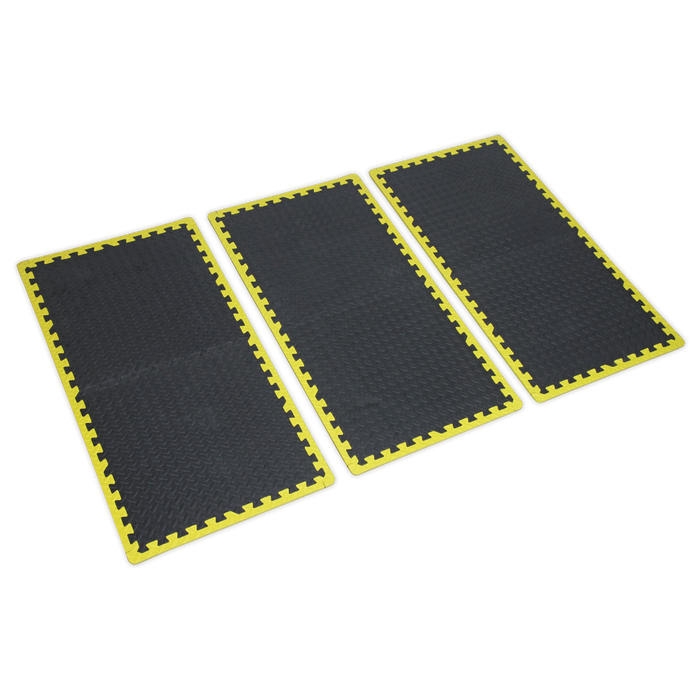 Interlocking EVA Foam Workshop Mat Set with Hi-Vis Edges 1240 x 1825mm | MIC1218Y3