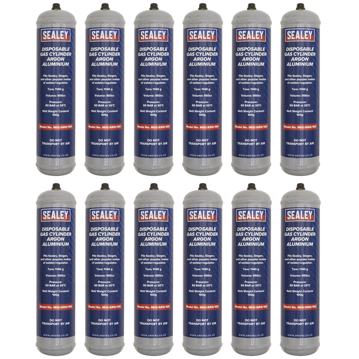 Disposable Argon Gas Cylinder 100g - Box of 12 | MIG/ARG/100/12