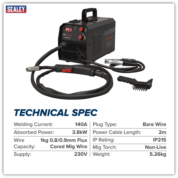 Flux Cored Gasless MIG Inverter Welder 140A | MIG140i
